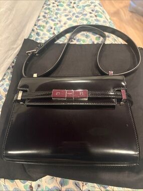 Yves Saint Laurent Mini Manhattan Black Patent Crossbody with Silver Hardware
